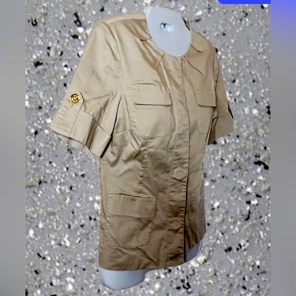 Michael Kors Tan Khaki / Cargo Style Snap Up
Short Sleeve Jacket Shirt - Picture 2 of 5